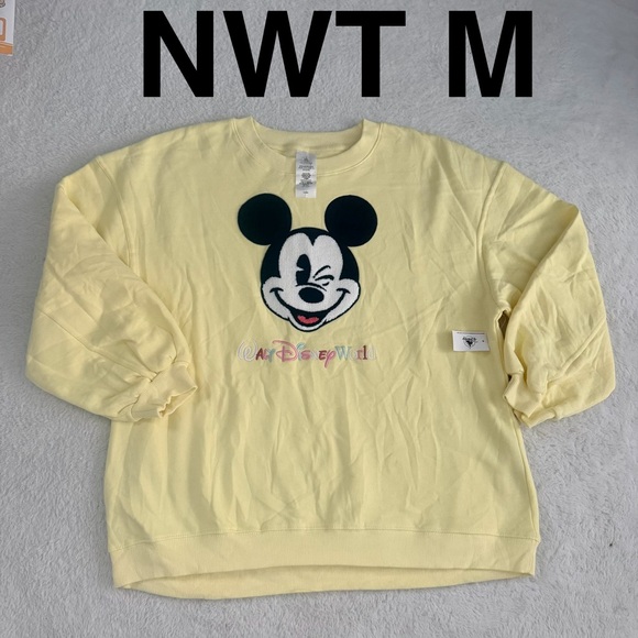 WDW Walt Disney world Yellow Mickey Mouse Crewneck pullover sweatshirt new - Picture 2 of 9